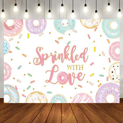 Aperturee - Donuts Dots Sprinkled with Love Birthday Backdrop