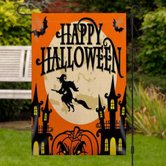 Aperturee - Double Side Waterproof Witch Halloween Night Garden Flag