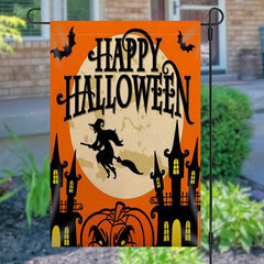 Aperturee - Double Side Waterproof Witch Halloween Night Garden Flag
