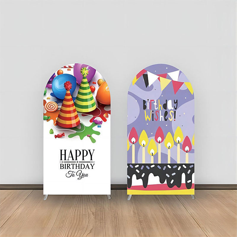 Aperturee - Double Sided Birthday Wishes Cake Cap Arch Bakcdrop