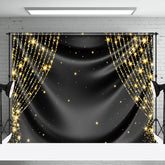 Aperturee - Drape Glossy Black Gold Sparkle Photography Backdrop