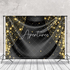 Aperturee - Drape Glossy Black Gold Sparkle Photography Backdrop