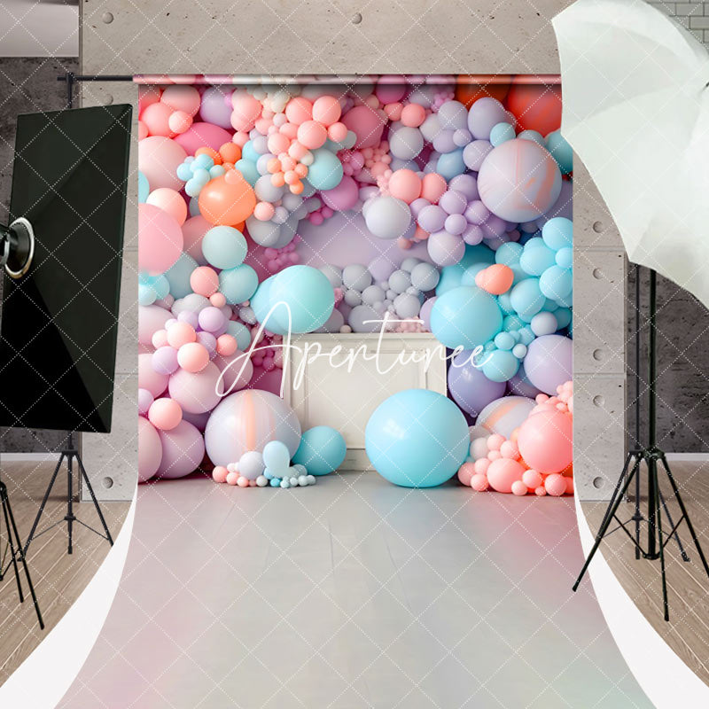 Aperturee - Dreamlike Colorful Balloon Sweep Cake Smash Backdrop