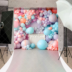 Aperturee - Dreamlike Colorful Balloon Sweep Cake Smash Backdrop