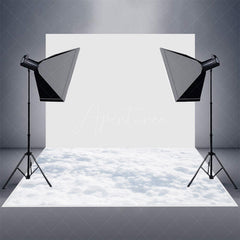 Aperturee - White Clouds Froth Dreamy Photo Rubber Floor Mat