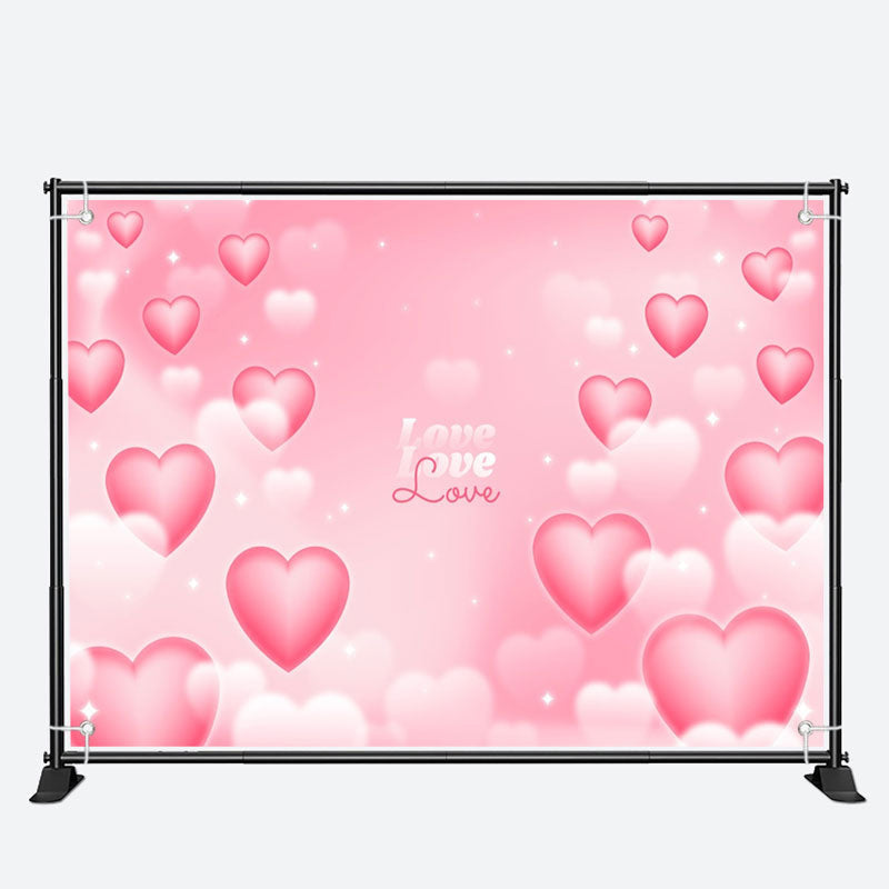 Aperturee - Dreamlike Pink White Hearts Valentines Day Backdrop