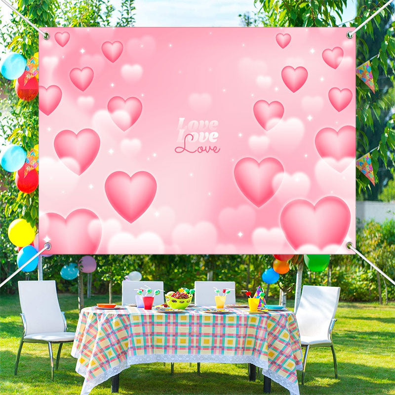 Aperturee - Dreamlike Pink White Hearts Valentines Day Backdrop