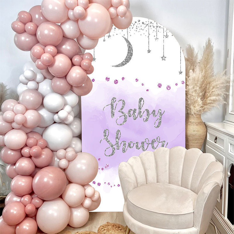 Aperturee - Dreamy Purple Baby Shower Double Sided Arch Backdrop