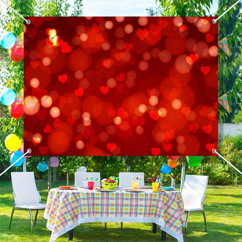 Aperturee - Dreamy Red Hearts Dots Bokeh Valentines Day Backdrop