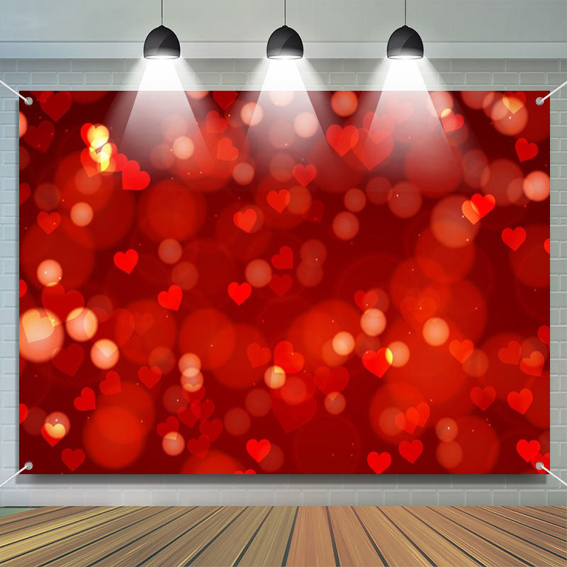 Aperturee - Dreamy Red Hearts Dots Bokeh Valentines Day Backdrop
