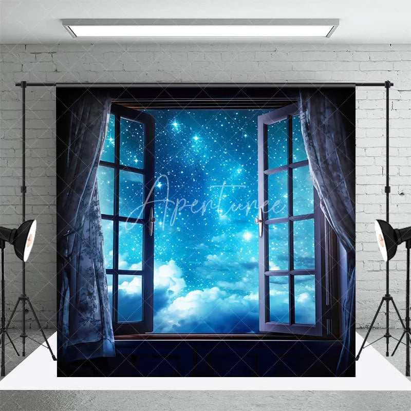 Aperturee - Dreamy Starry Sky Open Window Photography Backdrop