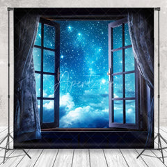 Aperturee - Dreamy Starry Sky Open Window Photography Backdrop