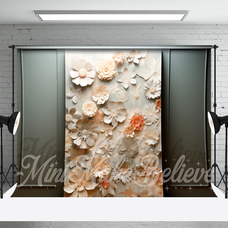 Aperturee - Dualtone Muted Flowers Painterly Retro Wall Backdrop