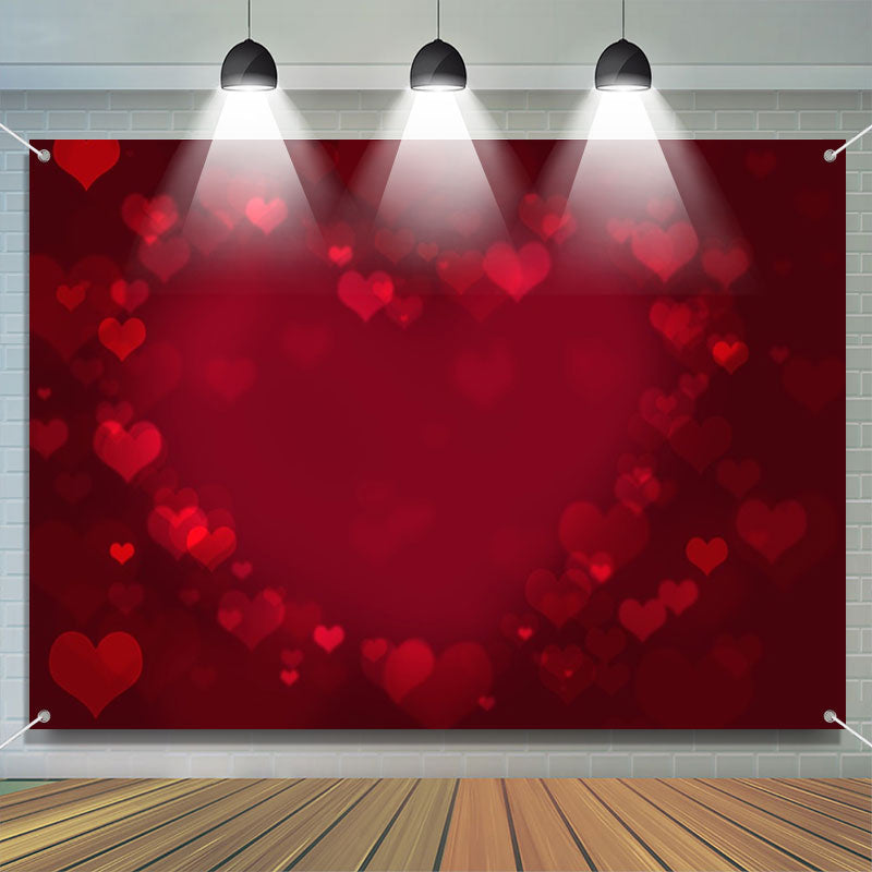 Aperturee - Dusky Wine Red Heart Bokeh Valentines Day Backdrop