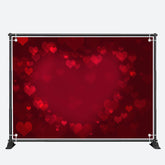 Aperturee - Dusky Wine Red Heart Bokeh Valentines Day Backdrop