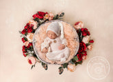 Aperturee - Dusty Pink Red Rose Boho Floral Newborn Backdrop For Portrait