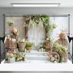 Aperturee - Easter Eggs Flowers Spring Indoor Photo Backdrop