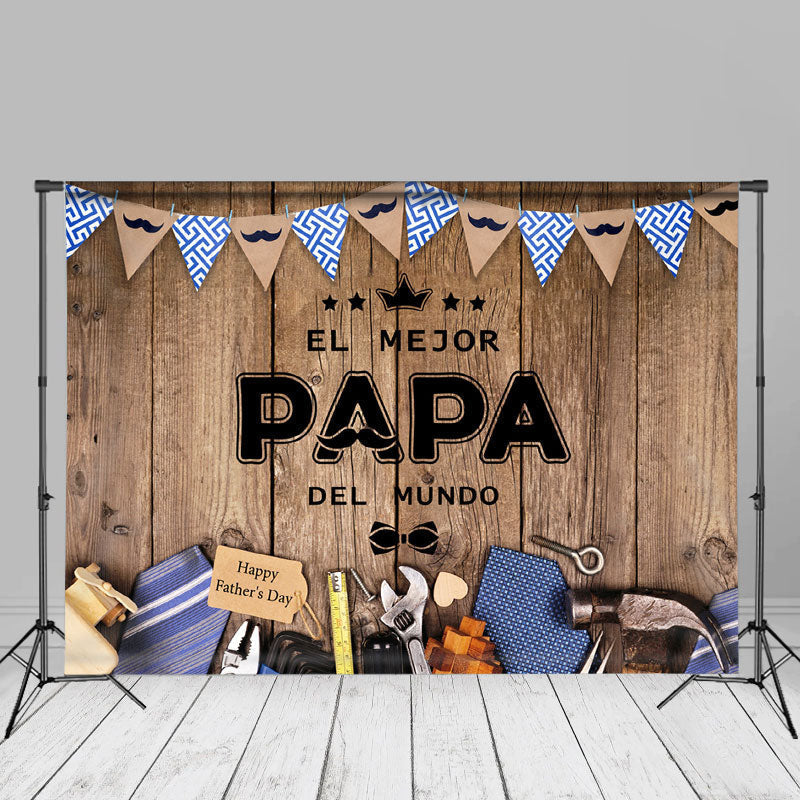 Aperturee - El Mejor Papa Tools Weeden Fathers Day Photo Backdrop