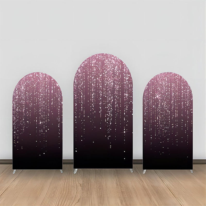 Aperturee - Elegant Black Purple Sparkle Party Arch Backdrop Kit