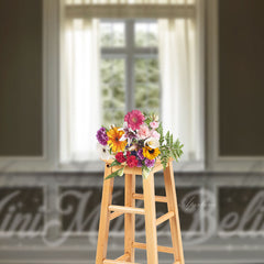 Aperturee - Elegant Curtain Window Gypsum Line Brown Backdrop