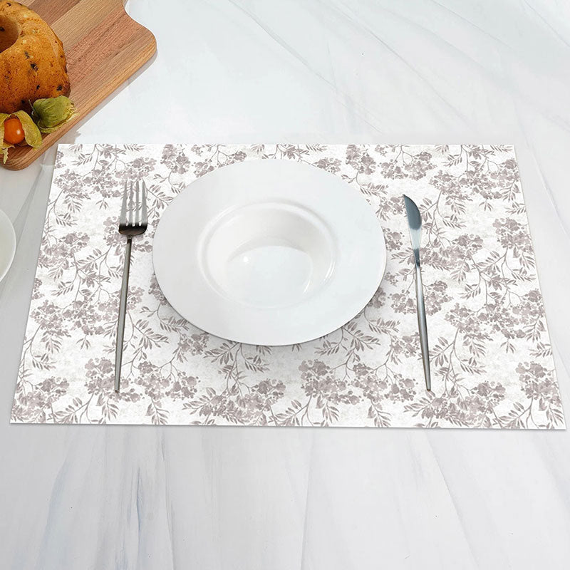 Aperturee - Elegant Floral Leaf Watercolor Set Of 4 Placemats