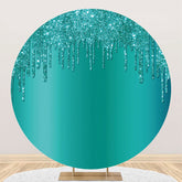 Aperturee - Elegant Green Solid Color Glitters Round Backdrop