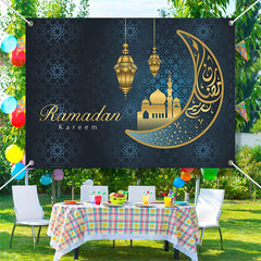 Aperturee - Elegant Moon Gold Palace Ramadan Kareem Backdrop