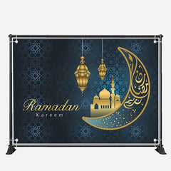 Aperturee - Elegant Moon Gold Palace Ramadan Kareem Backdrop