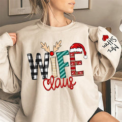 Aperturee - Elk Plaid Wife Husband Custom Christmas Sweatshirt