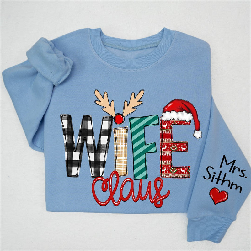 Aperturee - Elk Plaid Wife Husband Custom Christmas Sweatshirt