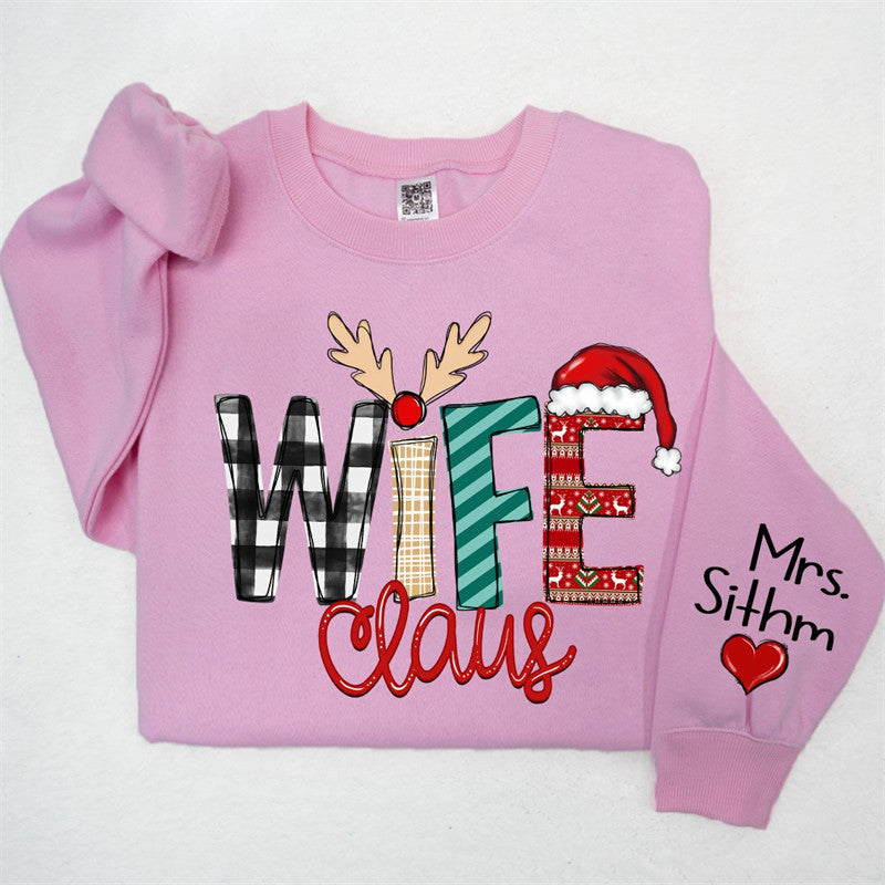 Aperturee - Elk Plaid Wife Husband Custom Christmas Sweatshirt