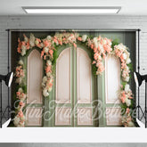 Aperturee - Embossed Pattern Door Pink White Floral Backdrop