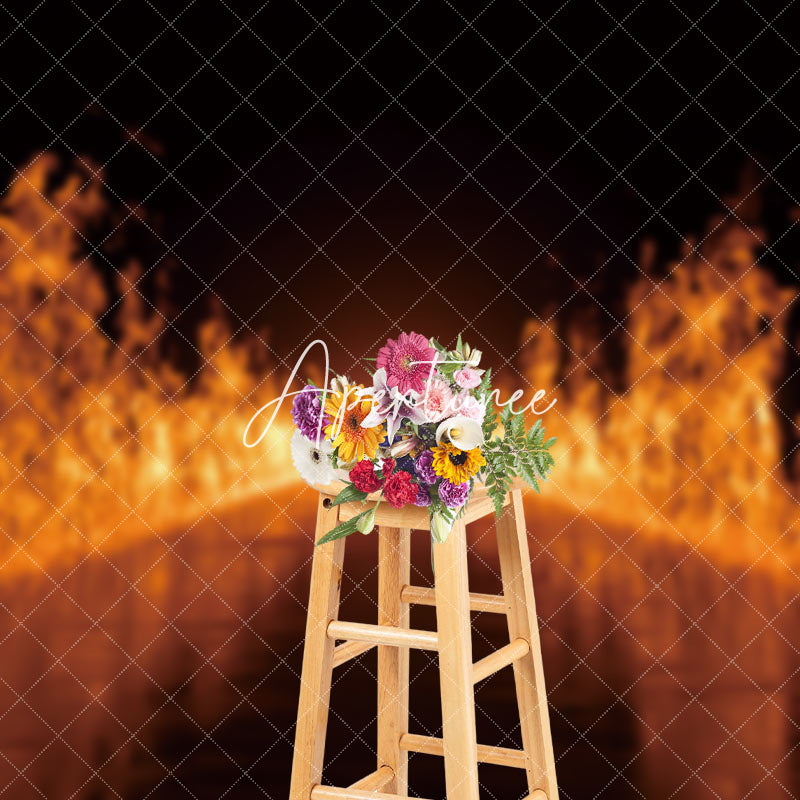 Aperturee - Endless Burning Flame Road Backdrop For Photography