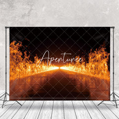 Aperturee - Endless Burning Flame Road Backdrop For Photography