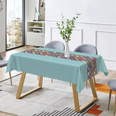 Aperturee - Ethnic Design Plaid Boho Blue Rectangle Tablecloth