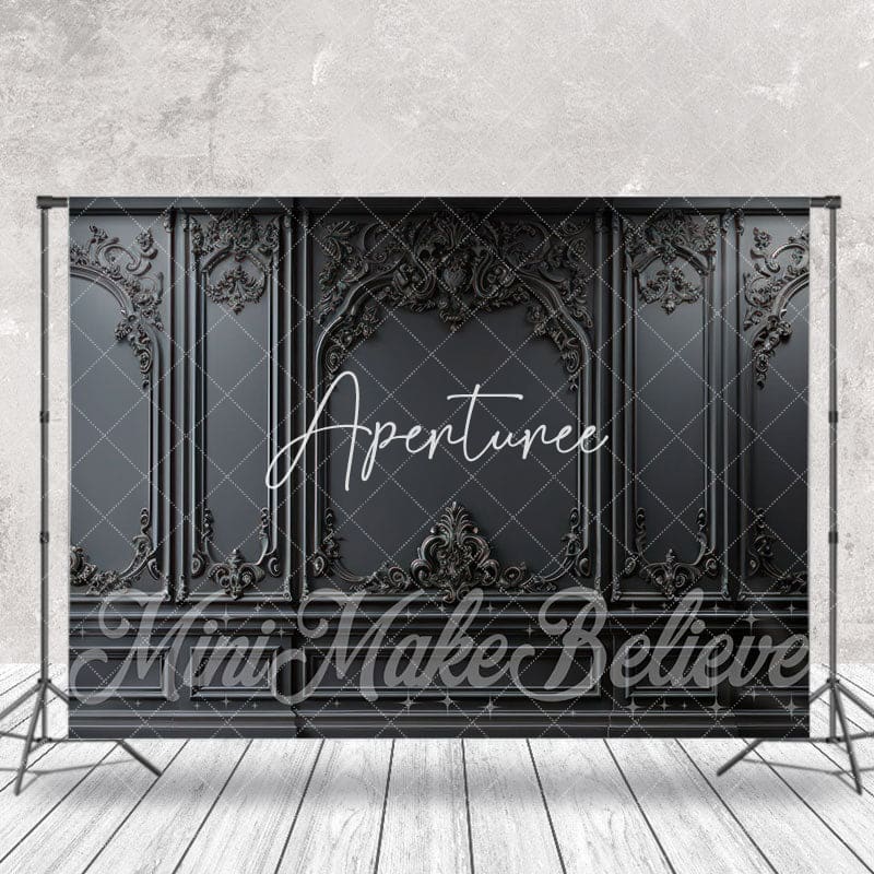 Aperturee - European Style Exquisite Relief Black Wall Backdrop