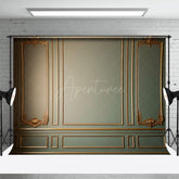 Aperturee - Exquisite Dark Green Gypsum Line Retro Wall Backdrop