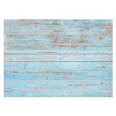 Aperturee - Faded Blue Horizontal Stripe Wood Rubber Floor Mat