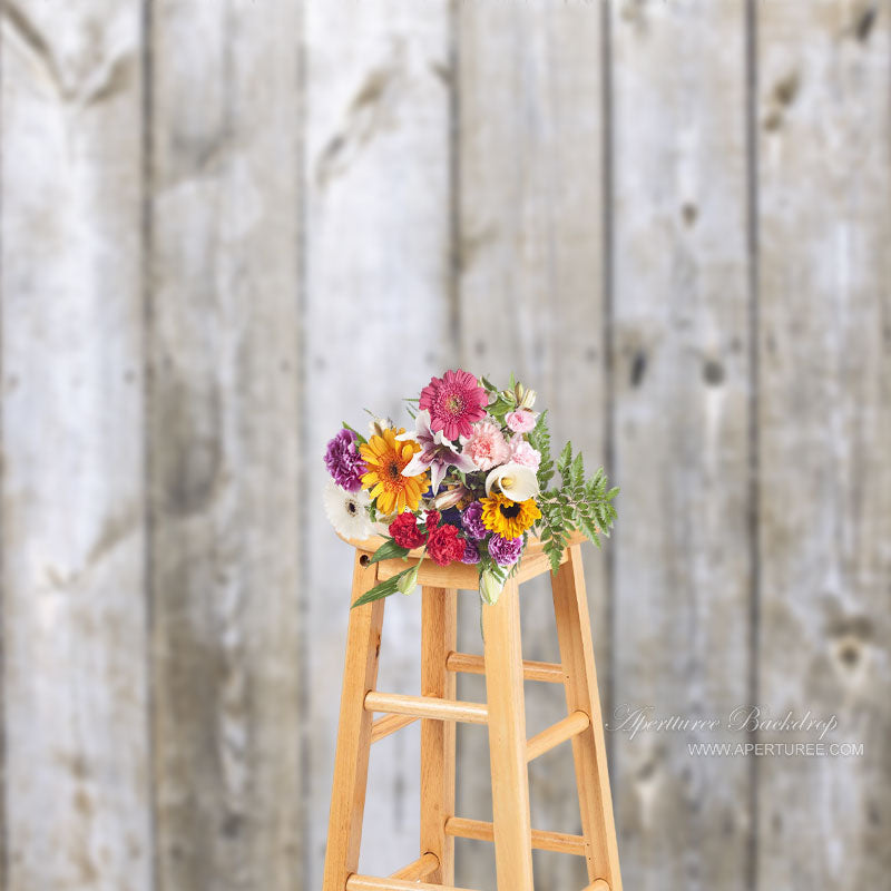 Aperturee - Faded Rustic Vertical Striped Wood Photo Backdrop