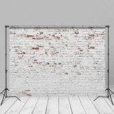 Aperturee - Faded White Brick Wall Texture Backdrops For Photos