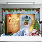 Aperturee - Fairy Magic Book Xmas Tree Snowy Christmas Backdrop