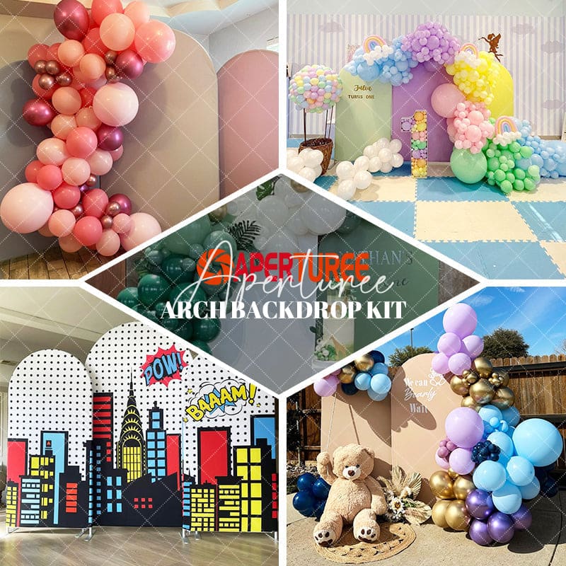 Aperturee Fall In Love Blue Floral Wedding Arch Backdrop Kit
