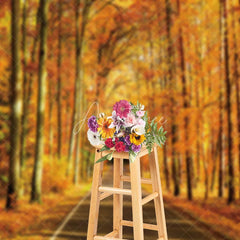 Aperturee - Fall Leaves Forest Autumn Scenery Photo Backdrop
