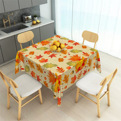 Aperturee - Fallen Maple Leaves Autumn Pumpkin Square Tablecloth