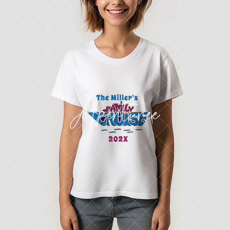 Aperturee - Family Reunion Cruise Blue Custom Name T-Shirt