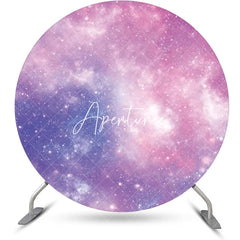 Aperturee - Fantasy Purple Space Sparkly Round Birthday Backdrop