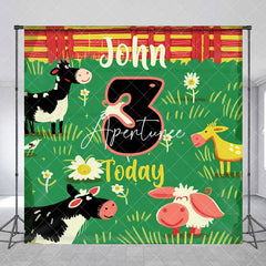 Aperturee - Farm Animals Lawn Custom Name 3rd Birthday Backdrop