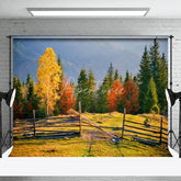 Aperturee - Farm Autumn Woods And Grass Landscape Photo Backdrop