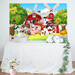 Aperturee - Farm House Animals Apple Tree Baby Shower Backdrop