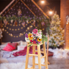 Aperturee - Fireplace Tree Bedroom Photo Christmas Backdrop